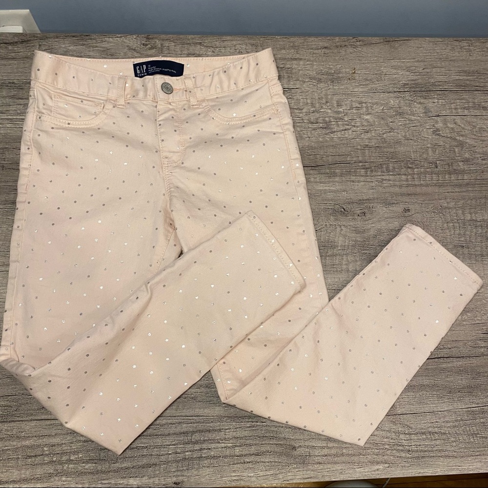 Girls Gap Jeans Pink W/ Silver Polka Dots - Picture 11 of 11